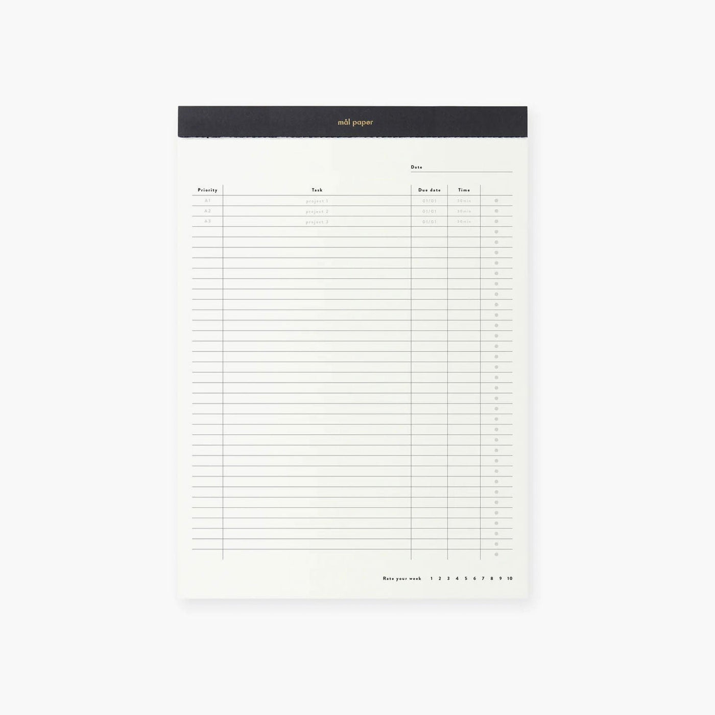 mål paper - Planner "Weekly Tasks"